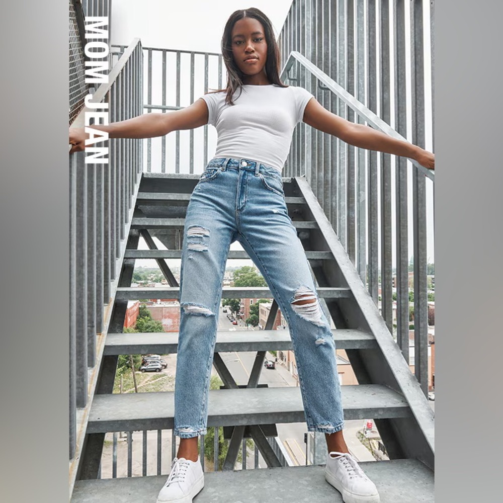 Garage Light Blue Ripped Boyfriend Jeans